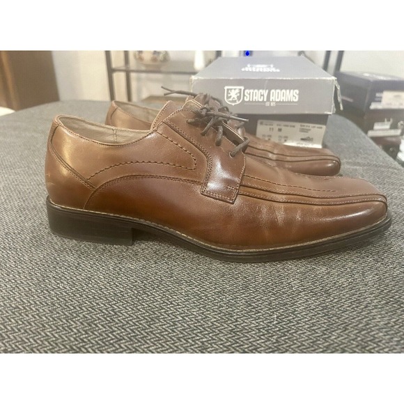 Stacy Adams Corrado Cognac Bike Toe Lace Up Oxford Style Shoes Men’s Size 11 M - Picture 1 of 16